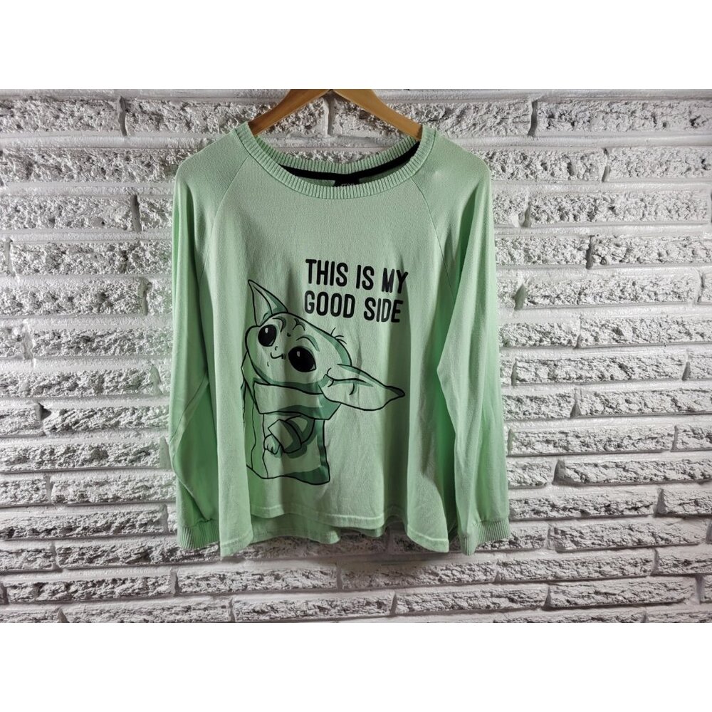 Star Wars Women's 2X Plus Green Grogu Mandalorian Pajama Top Long Sleeve NOV54E
